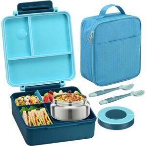 Bento Lunch Box for Kids with 8oz Soup Thermo&Lunch Bag, Leak-Proof Lunch Food
